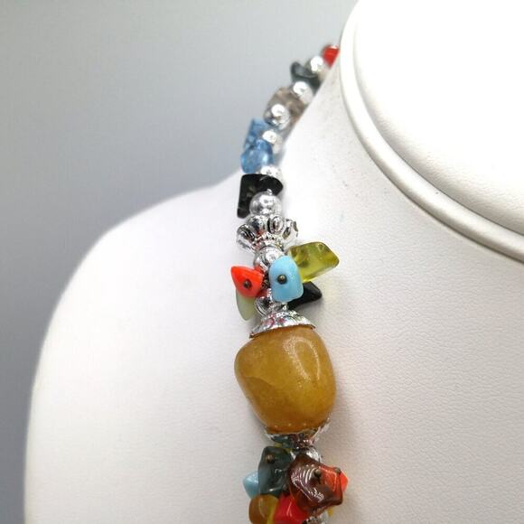 Gemstone Artisan Necklace, Gemstone Enhanced Pendant, Gemstone Beads, 18 Inches - Picture 5 of 12